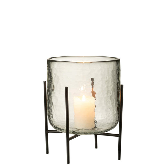 J-Line J-Line windlicht Staand - glas/ijzer - transparant - large -