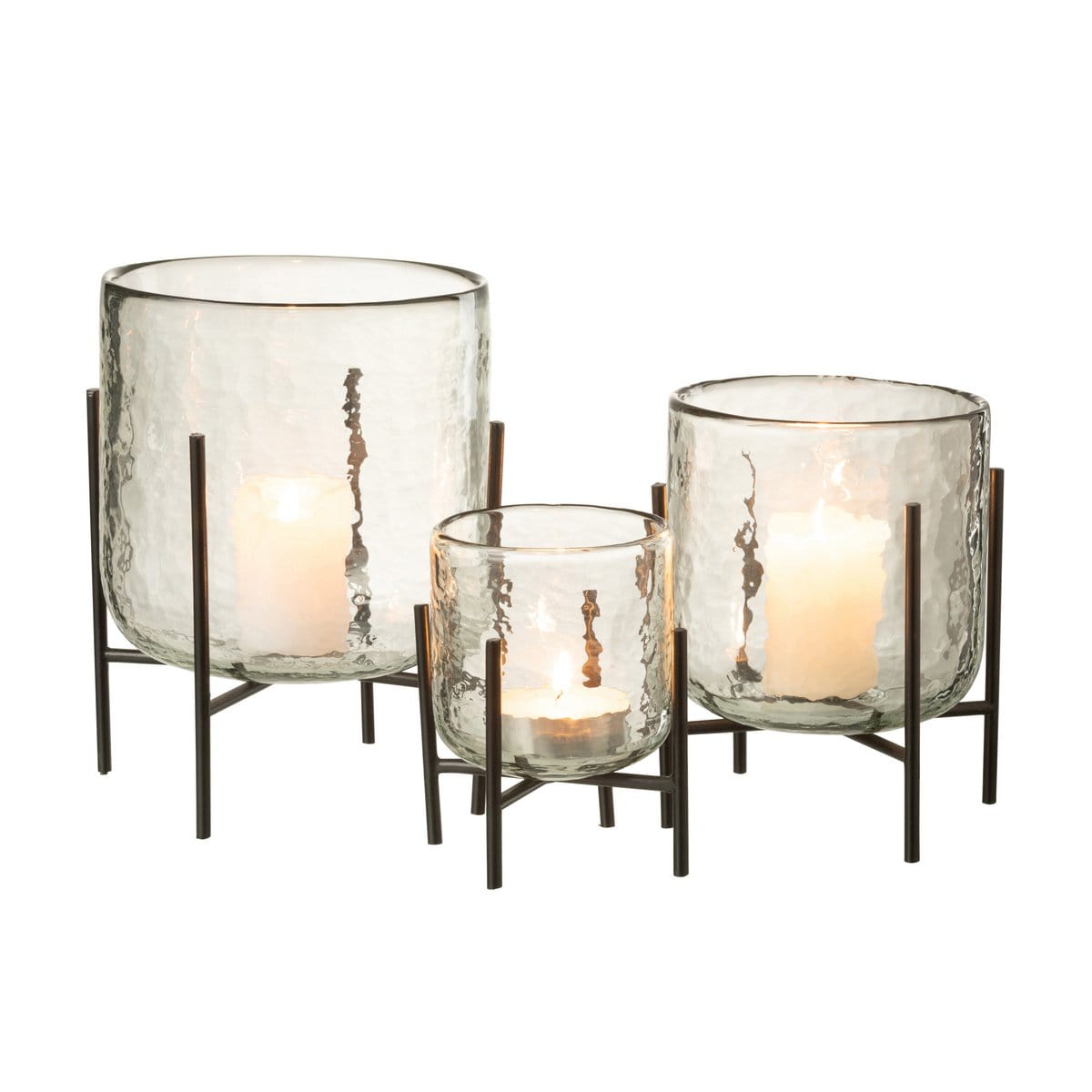 J-Line J-Line windlicht Staand - glas/ijzer - transparant - large -