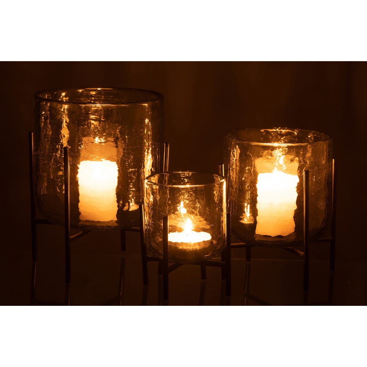 J-Line J-Line windlicht Staand - glas/ijzer - transparant - large -
