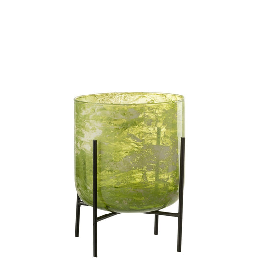 J-Line J-Line windlicht Staand Marmer - glas/ijzer - groen - large