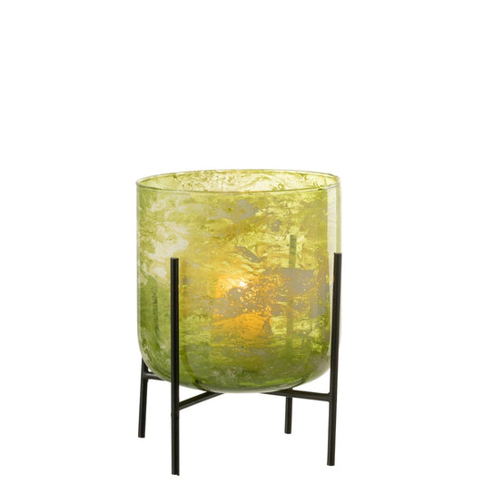 J-Line J-Line windlicht Staand Marmer - glas/ijzer - groen - large