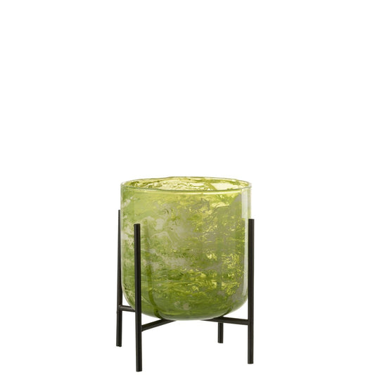 J-Line J-Line windlicht Staand Marmer - glas/ijzer - groen - medium