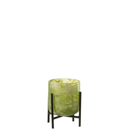 J-Line J-Line windlicht Staand Marmer - glas/ijzer - groen - small