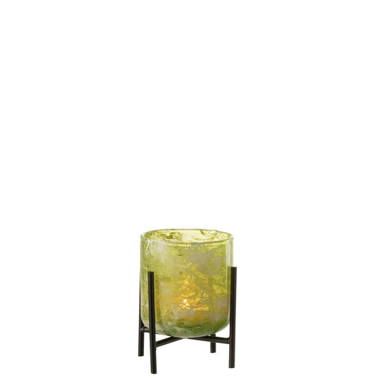 J-Line J-Line windlicht Staand Marmer - glas/ijzer - groen - small