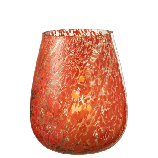 J-Line J-Line windlicht Stippen - glas - oranje - large