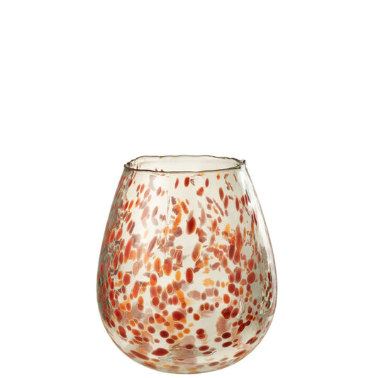 J-Line J-Line windlicht Stippen - glas - oranje - small