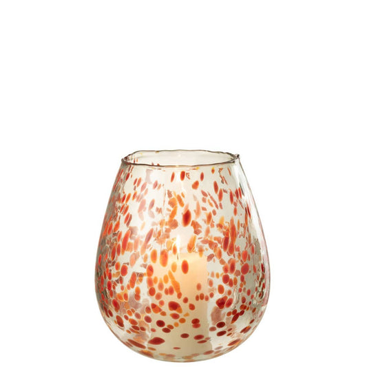 J-Line J-Line windlicht Stippen - glas - oranje - small