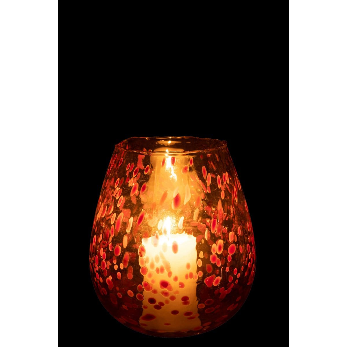 J-Line J-Line windlicht Stippen - glas - oranje - small