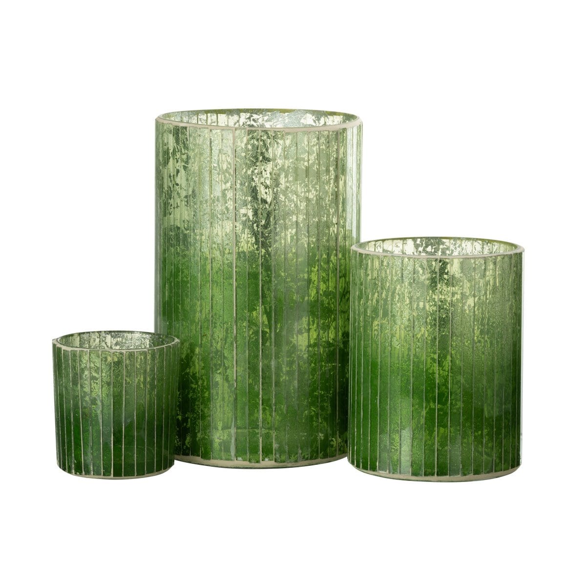 J-Line J-Line windlicht Strepen - glas - groen - large