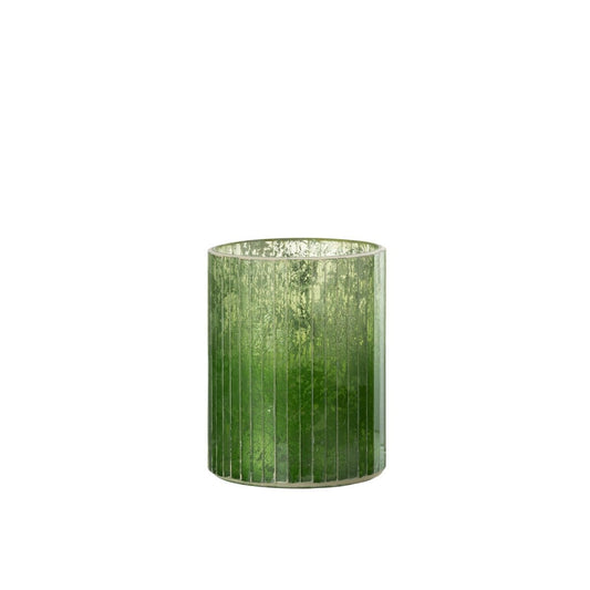 J-Line J-Line windlicht Strepen - glas - groen - medium