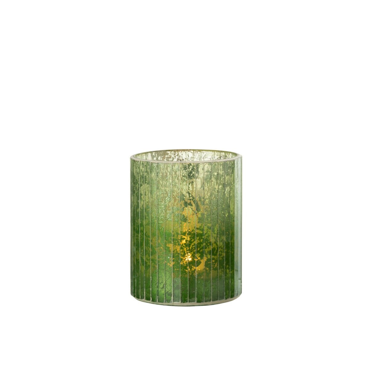 J-Line J-Line windlicht Strepen - glas - groen - medium