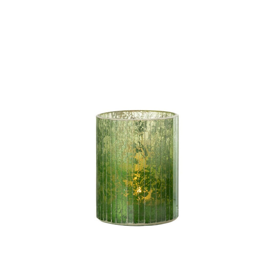 J-Line J-Line windlicht Strepen - glas - groen - medium