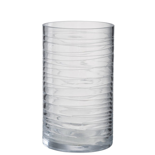 J-Line J-Line windlicht Strepen - kaarshouder - glas - transparant - large
