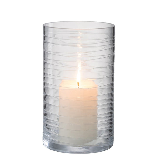 J-Line J-Line windlicht Strepen - kaarshouder - glas - transparant - large
