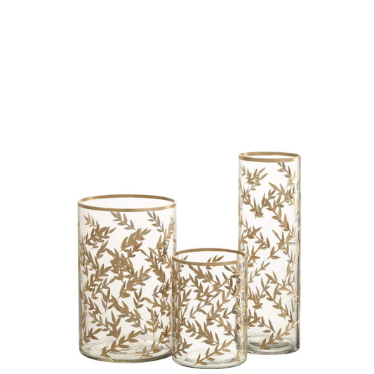 J-Line J-Line windlicht Tarwe - glas - goud/transparant - large