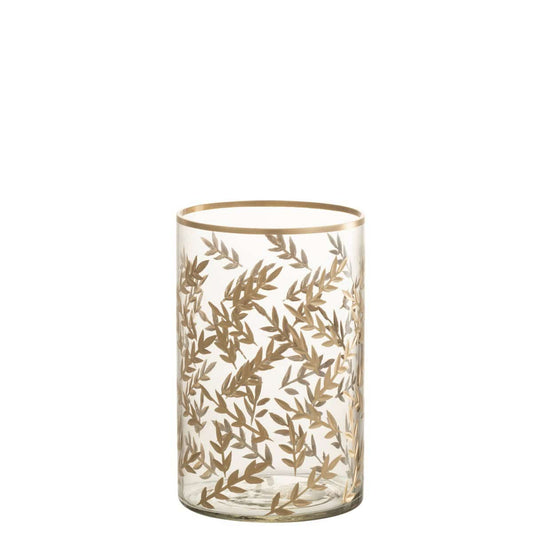J-Line J-Line windlicht Tarwe - glas - goud/transparant - medium