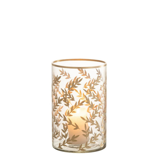 J-Line J-Line windlicht Tarwe - glas - goud/transparant - medium