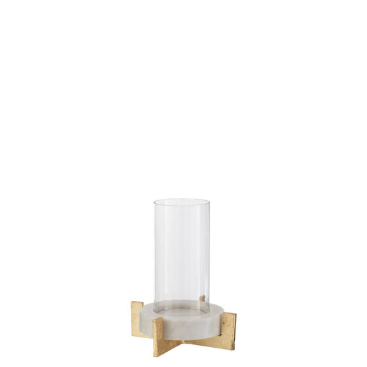 J-Line J-Line windlicht Voet - marmer/metaal - grijs/champagne - small