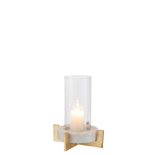 J-Line J-Line windlicht Voet - marmer/metaal - grijs/champagne - small