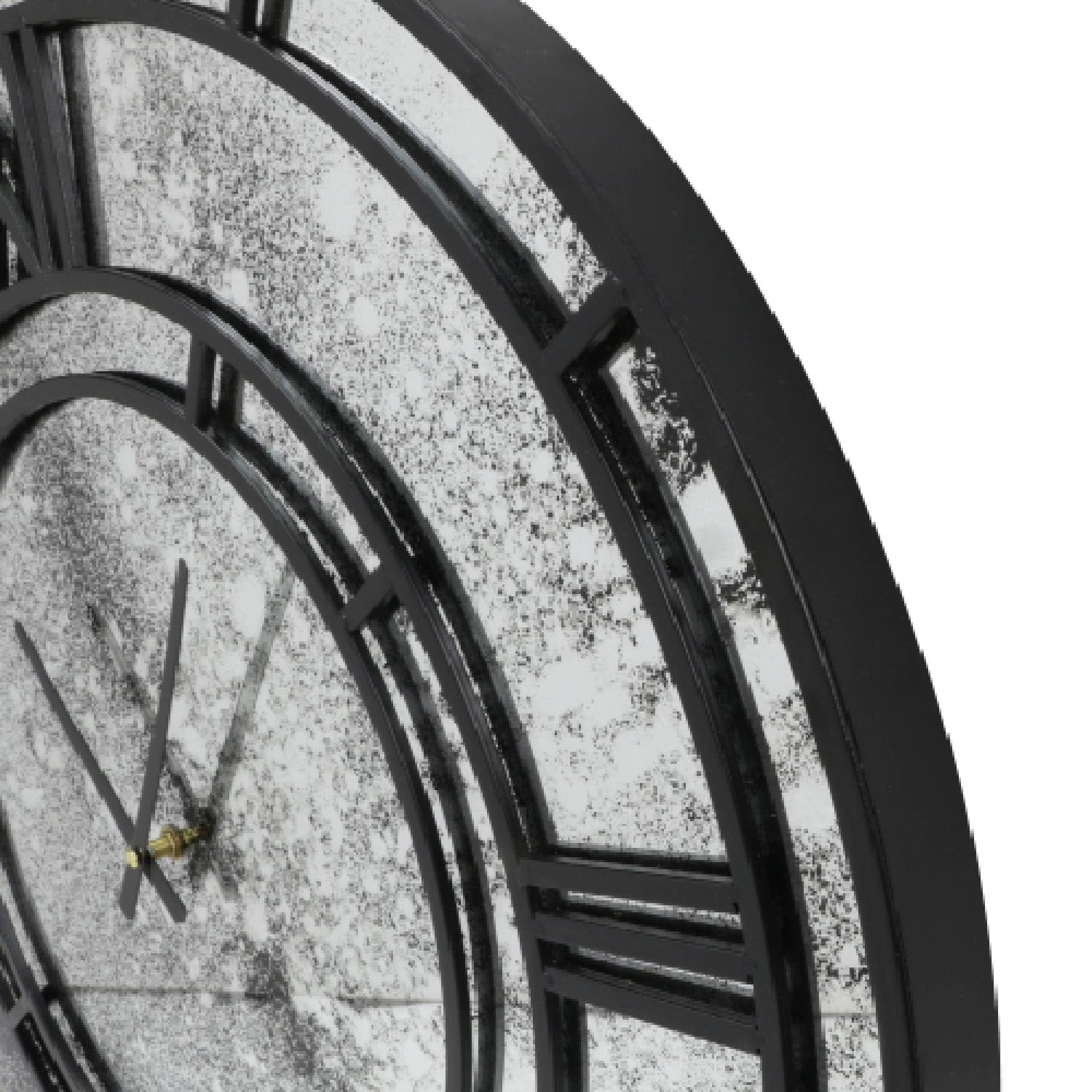 PTMD Jack Zwart metalen wandklok antiek glas rond