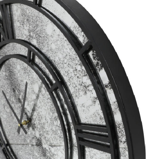 PTMD Jack Zwart metalen wandklok antiek glas rond