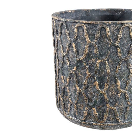 PTMD Jarra Gold cement pot with antique pattern XXL