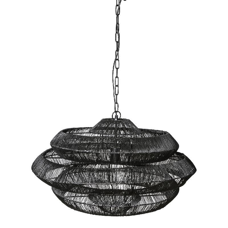 PTMD Jeff zwarte Iron 5 laags ronde hanglamp