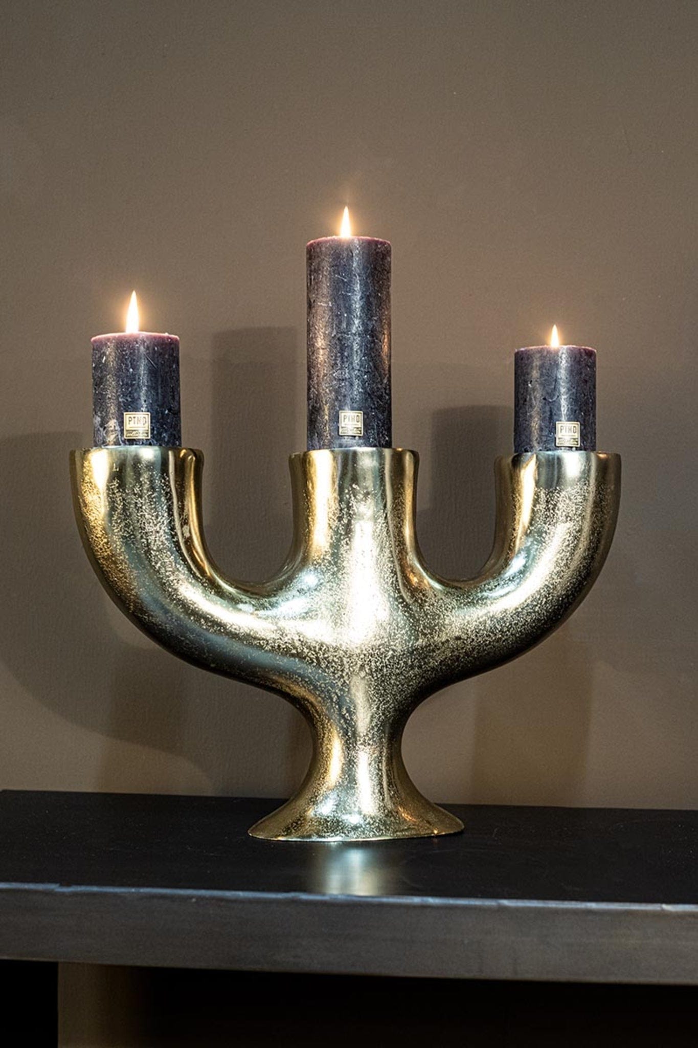 PTMD Jimbo Brass big aluminum candleholder 3 holders