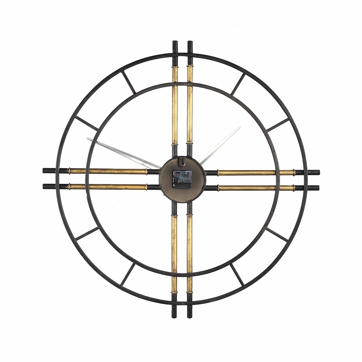 PTMD Joanna Zwart metalen klok met gouden buizen rond