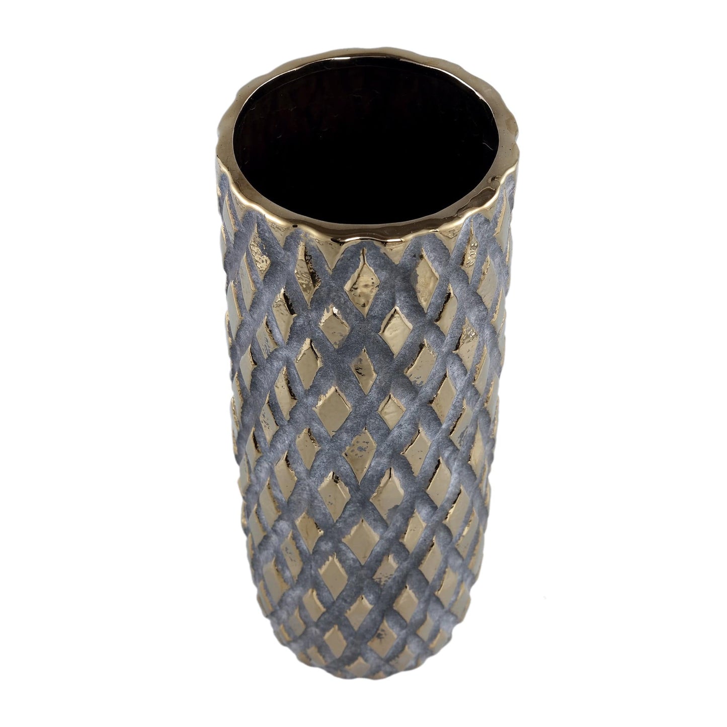 PTMD Juney Gold keramische pot rhombus patt rond hoog L