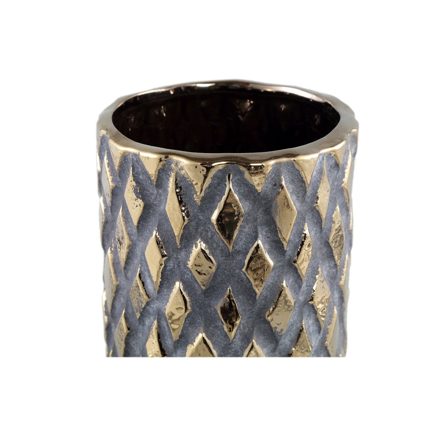 PTMD Juney Gold keramische pot rhombus patt rond hoog L