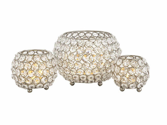 Voglrieder kreatives Wohnen Kandelaar 24-delige set 3 x 8 VE theelichthouder Kristallen kandelaar goud of zilver Vintage Kris