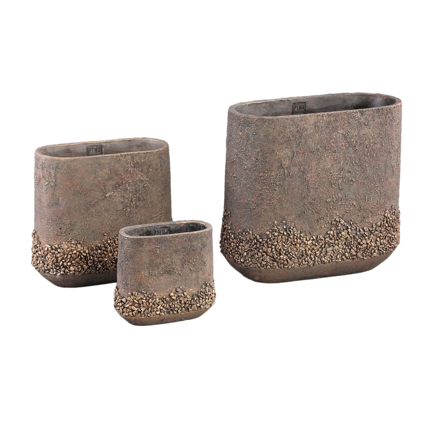 PTMD Kathryn Brons cement ovale pot steen stukken hoog L
