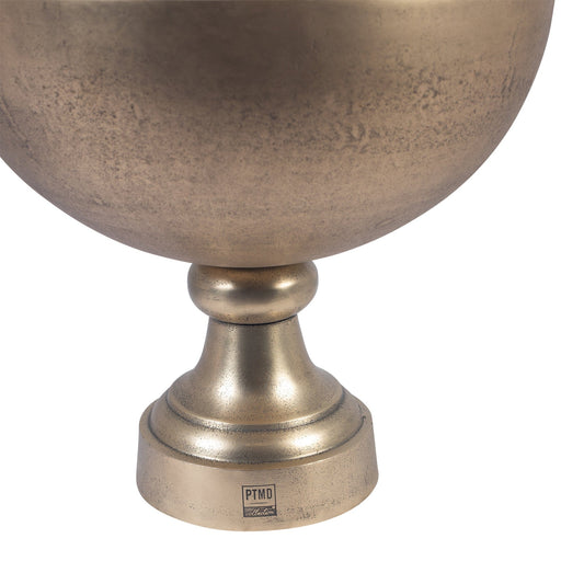 PTMD Kelby Brass gegoten alu schaal op standaard antiek rond