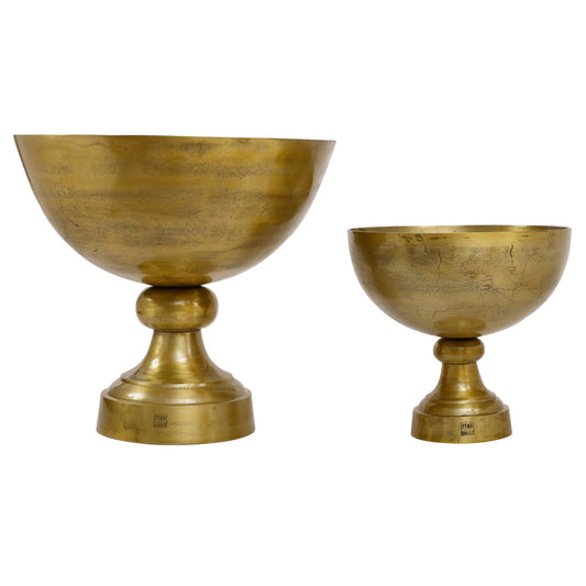 PTMD Kelby Brass gegoten alu schaal op standaard antiek rond