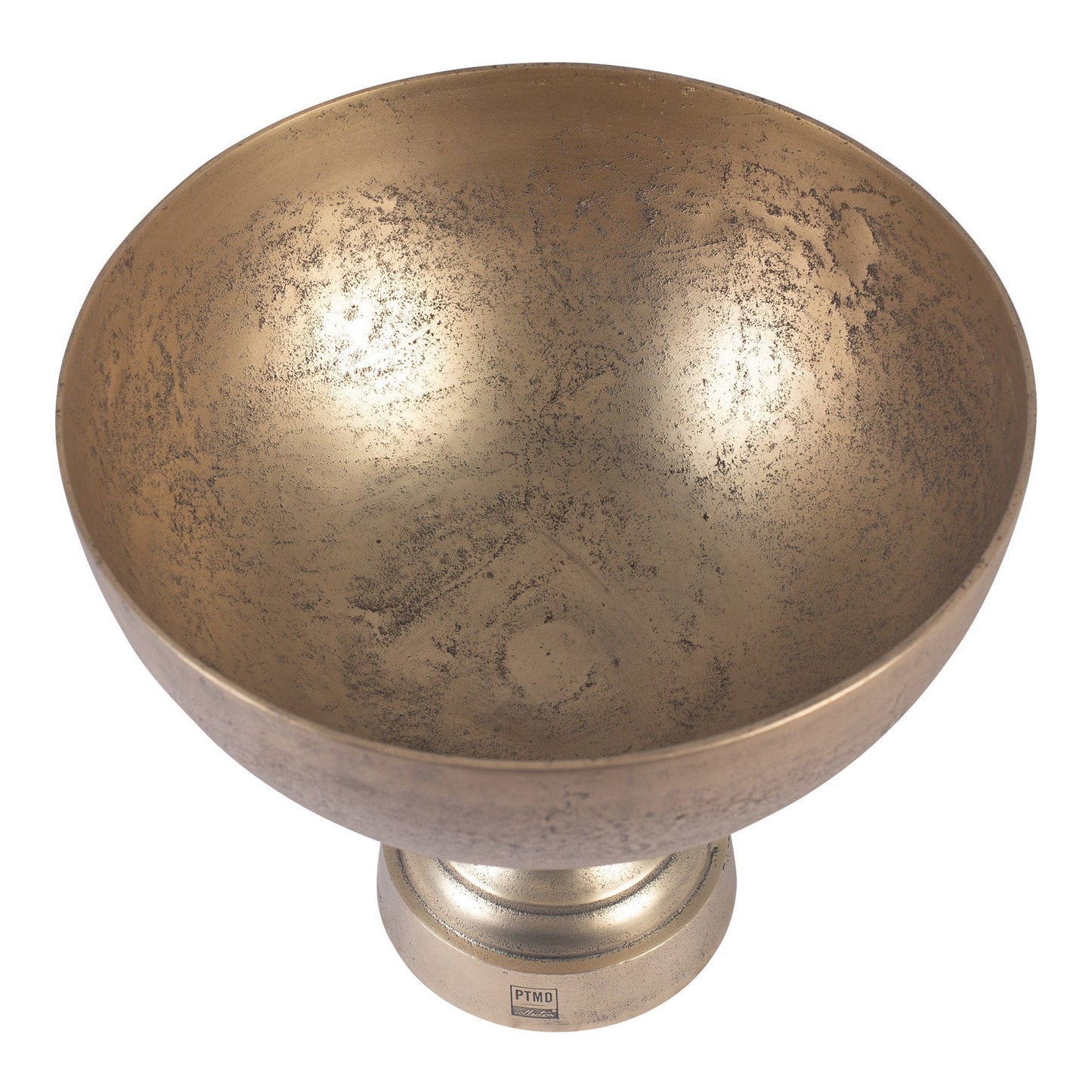 PTMD Kelby Brass gegoten alu schaal op standaard antiek rond
