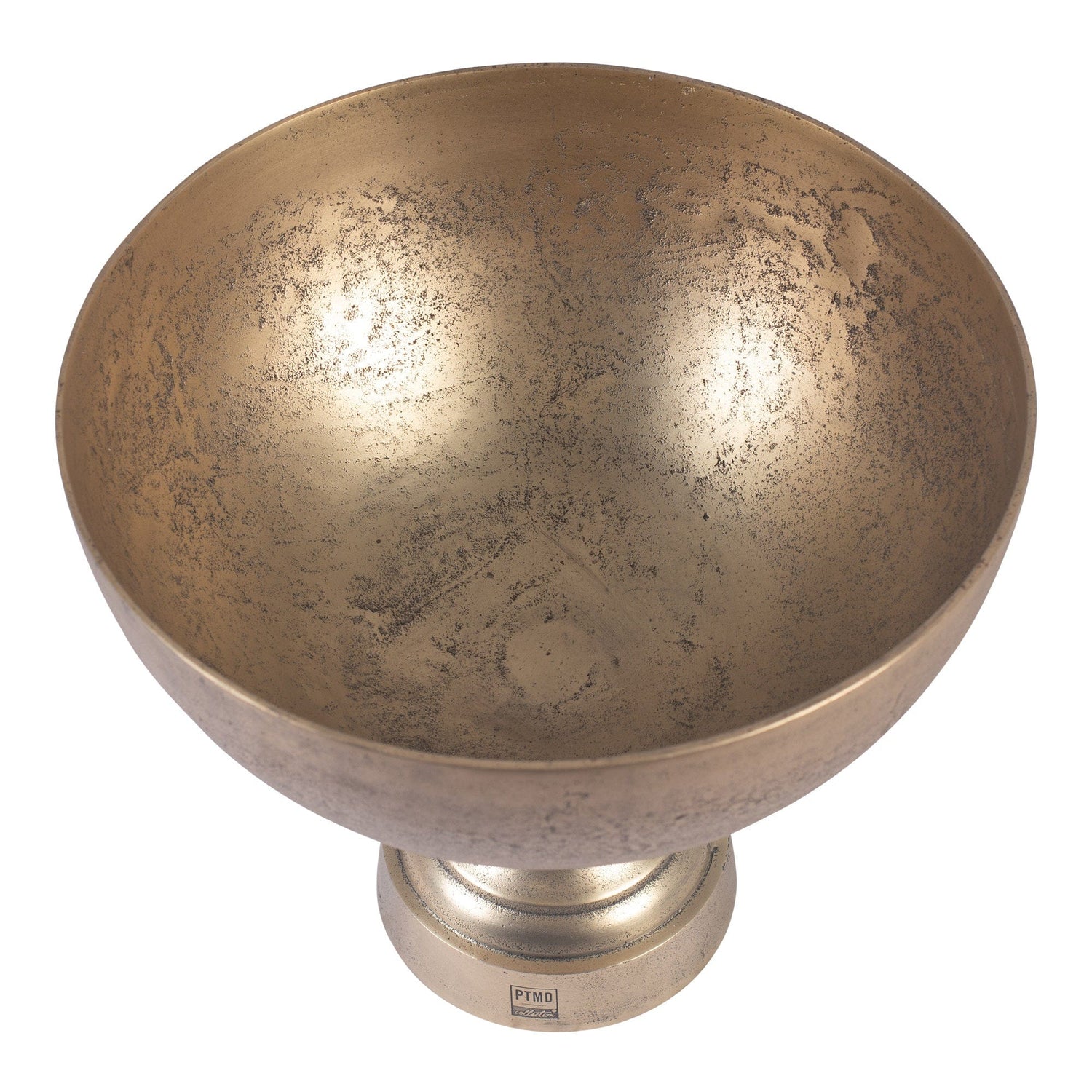 PTMD Kelby Brass gegoten alu schaal op standaard antiek rond