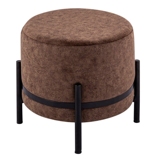 Voglrieder kreatives Wohnen Kruk 2e keus Ø 35 H 37 cm suèdelook poef poef met ijzeren frame mat zwart