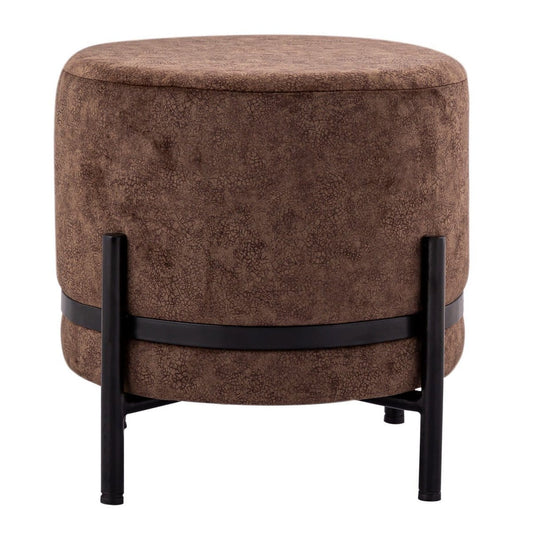 Voglrieder kreatives Wohnen Kruk 2e keus Ø 35 H 37 cm suèdelook poef poef met ijzeren frame mat zwart