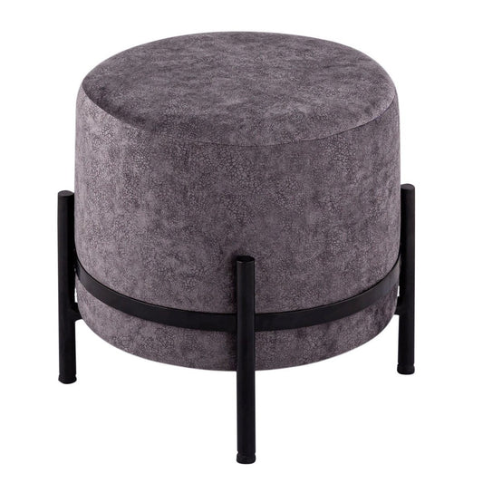 Voglrieder kreatives Wohnen Kruk 2e keus Ø 35 H 37 cm suèdelook poef poef met ijzeren frame mat zwart