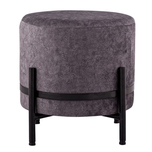 Voglrieder kreatives Wohnen Kruk 2e keus Ø 35 H 37 cm suèdelook poef poef met ijzeren frame mat zwart