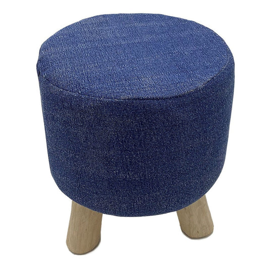 Voglrieder kreatives Wohnen Kruk Stone Washed Ø 35 cm Hoogte 45 cm Kruk Poef Kruk met houten poten van teakhout