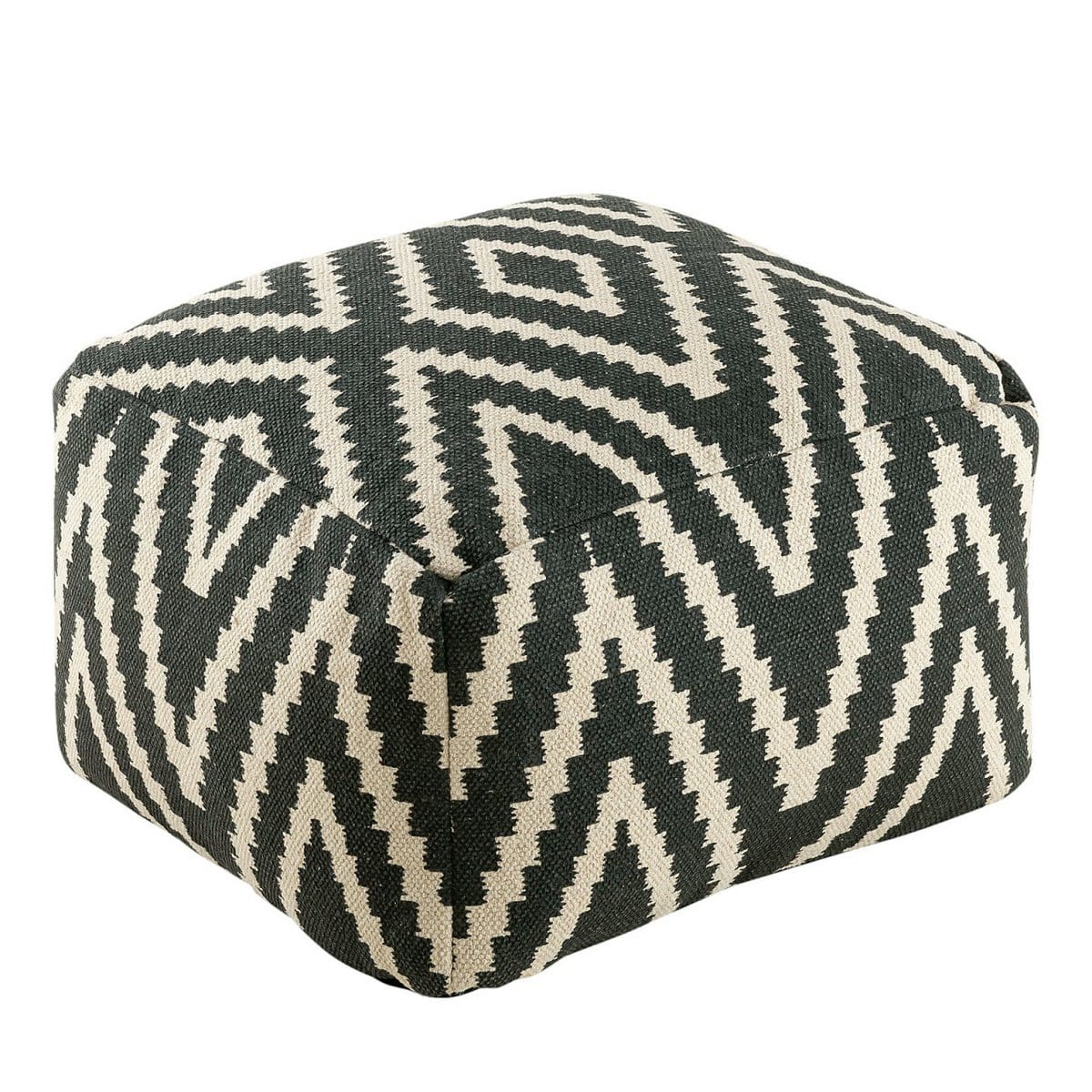 Voglrieder kreatives Wohnen Kubuszit poef kruk 55x37x55 cm poef kelim vloerkussen Peru zwart taupe geel turquoise