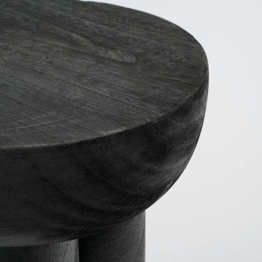 Mica Decorations Latty Bijzettafel - H30 x Ø30 cm - Paulownia Hout - Zwart