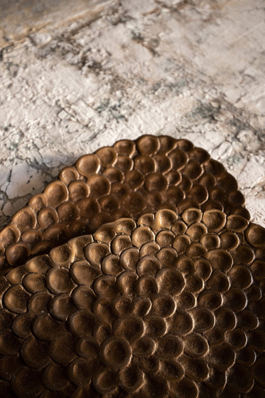 PTMD Lerissa Gold aluminium schaal bloemmotief ovaal L