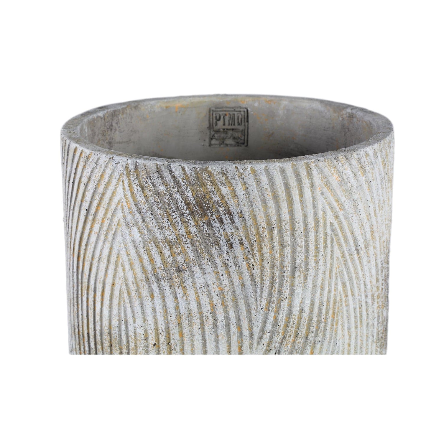 PTMD Linc Grijze cementpot golvenpatroon hoog rond XL