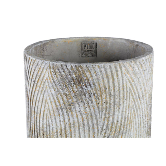 PTMD Linc Grijze cementpot golvenpatroon hoog rond XL