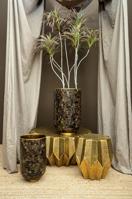 PTMD Loder Gold Horn glanzende pot natuurhoorn mozaïek SV2