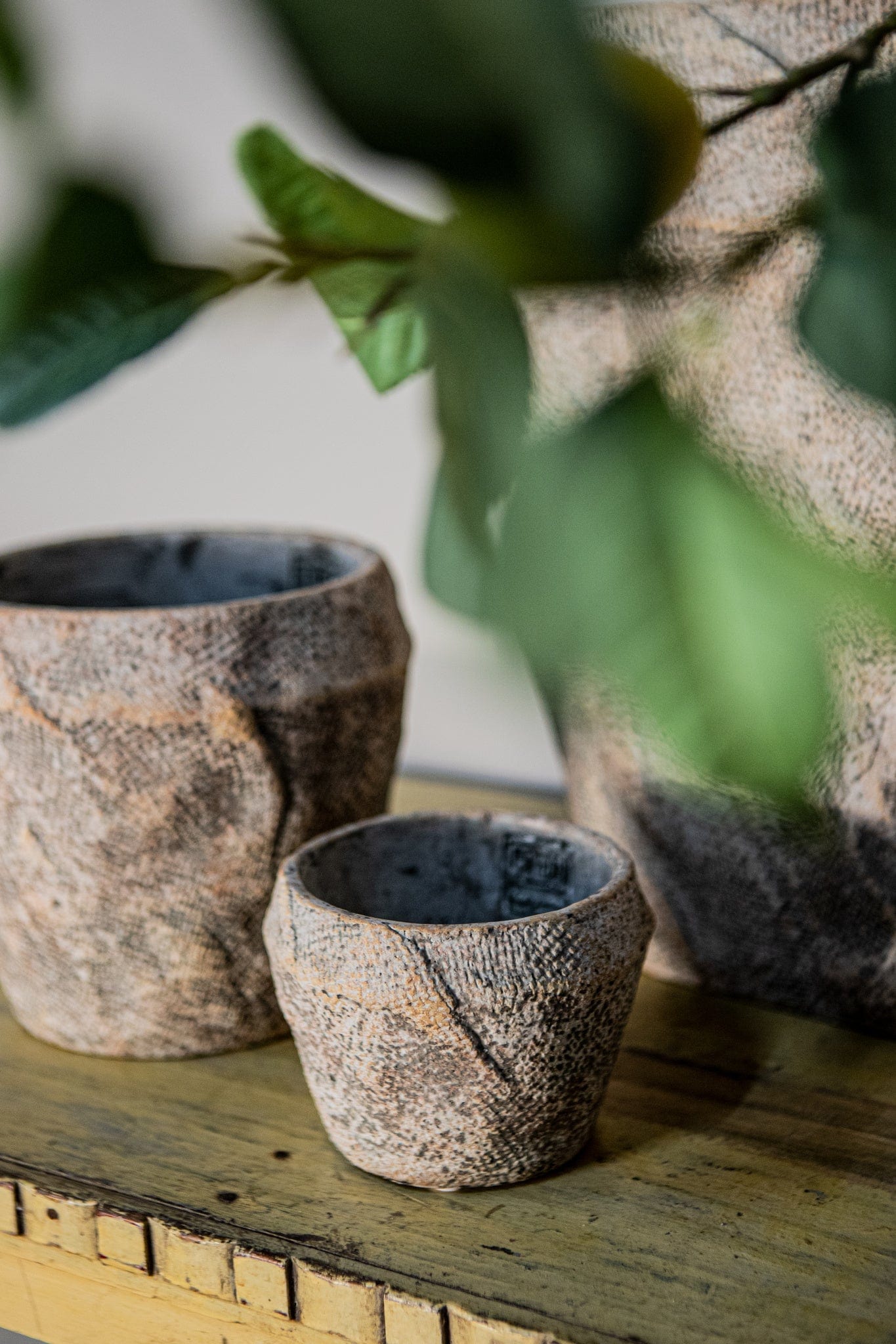 PTMD Lourdes Crème cementpot jute patroon ovaal L