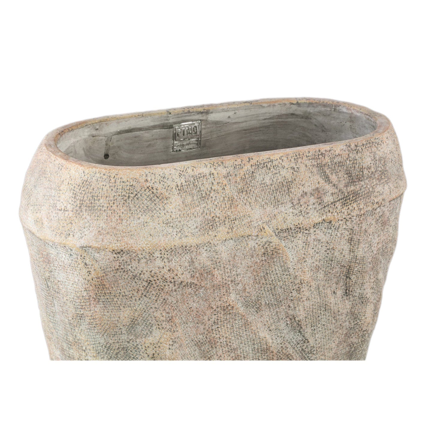 PTMD Lourdes Crème cementpot jute patroon ovaal L